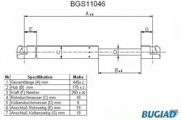 Bugiad BGS11046 Пружина газова багажника BGS11046: Купити в Україні - Добра ціна на EXIST.UA!