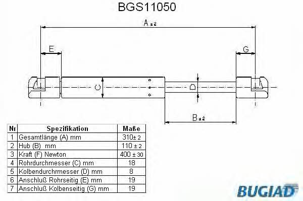 Bugiad BGS11050 Пружина газова заднього скла BGS11050: Купити в Україні - Добра ціна на EXIST.UA!