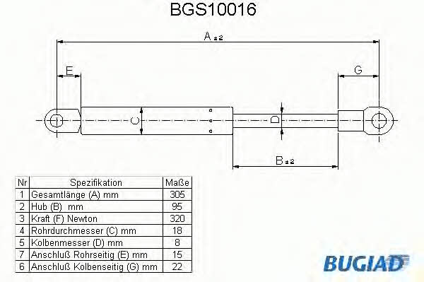 Bugiad BGS10016 Пружина газова багажника BGS10016: Купити в Україні - Добра ціна на EXIST.UA!