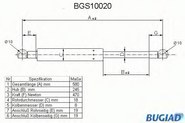 Bugiad BGS10020 Пружина газова багажника BGS10020: Купити в Україні - Добра ціна на EXIST.UA!