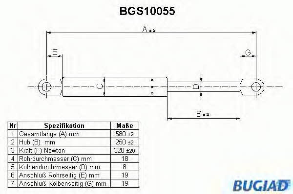 Bugiad BGS10055 Пружина газова багажника BGS10055: Купити в Україні - Добра ціна на EXIST.UA!