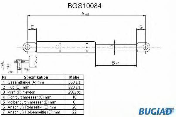 Bugiad BGS10084 Пружина газова багажника BGS10084: Купити в Україні - Добра ціна на EXIST.UA!