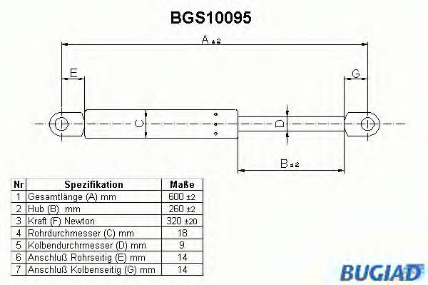 Bugiad BGS10095 Пружина газова багажника BGS10095: Купити в Україні - Добра ціна на EXIST.UA!