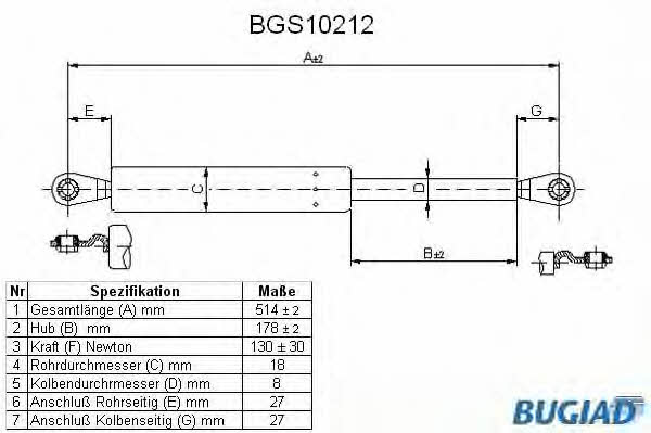 Bugiad BGS10212 Пружина газова багажника BGS10212: Купити в Україні - Добра ціна на EXIST.UA!