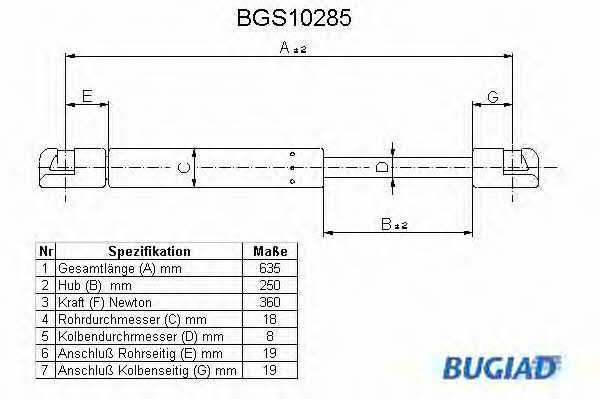 Bugiad BGS10285 Пружина газова багажника BGS10285: Купити в Україні - Добра ціна на EXIST.UA!