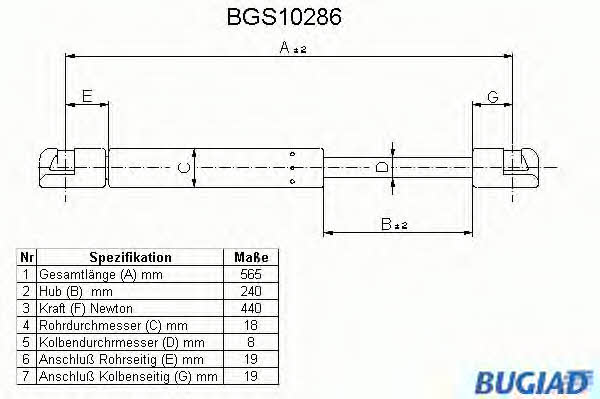 Bugiad BGS10286 Пружина газова багажника BGS10286: Купити в Україні - Добра ціна на EXIST.UA!
