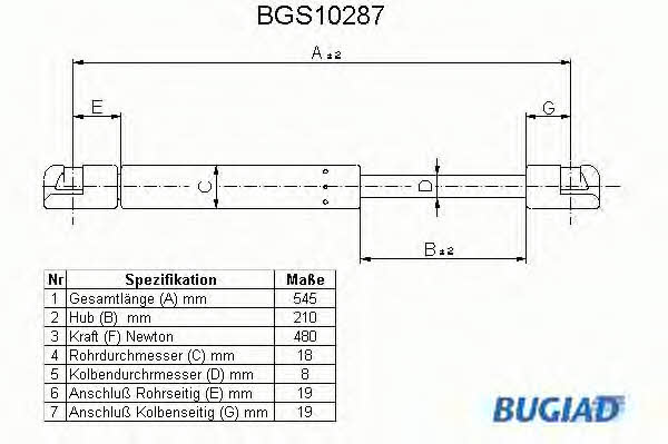 Bugiad BGS10287 Пружина газова багажника BGS10287: Купити в Україні - Добра ціна на EXIST.UA!