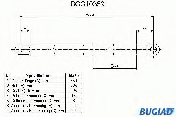 Bugiad BGS10359 Пружина газова капоту BGS10359: Купити в Україні - Добра ціна на EXIST.UA!
