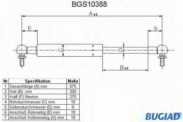 Bugiad BGS10388 Пружина газова багажника BGS10388: Купити в Україні - Добра ціна на EXIST.UA!