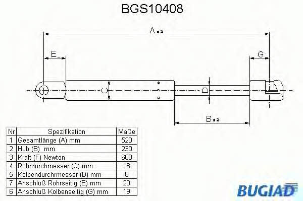 Bugiad BGS10408 Пружина газова багажника BGS10408: Купити в Україні - Добра ціна на EXIST.UA!