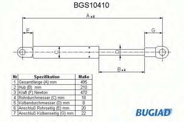 Bugiad BGS10410 Пружина газова багажника BGS10410: Приваблива ціна - Купити в Україні на EXIST.UA!