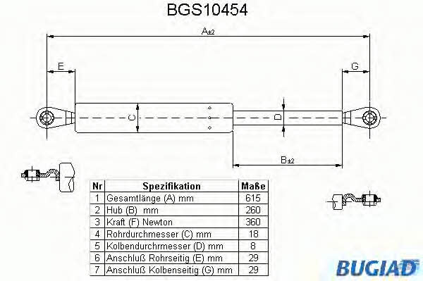 Bugiad BGS10454 Пружина газова багажника BGS10454: Купити в Україні - Добра ціна на EXIST.UA!