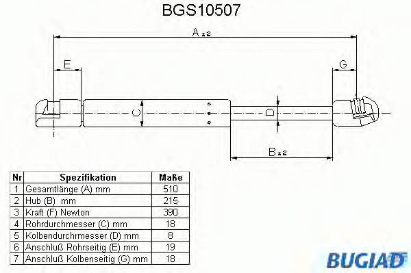 Bugiad BGS10507 Пружина газова багажника BGS10507: Купити в Україні - Добра ціна на EXIST.UA!