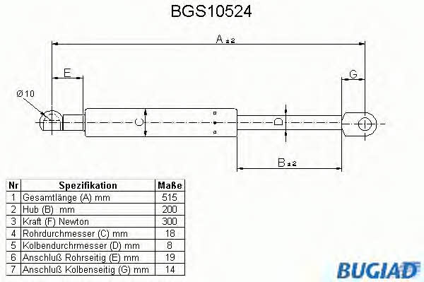 Bugiad BGS10524 Пружина газова багажника BGS10524: Купити в Україні - Добра ціна на EXIST.UA!