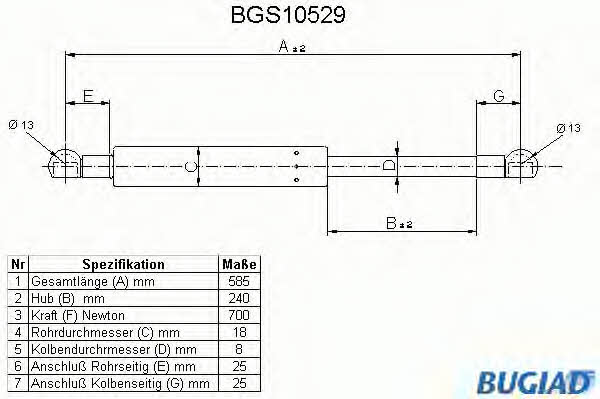 Bugiad BGS10529 Пружина газова багажника BGS10529: Купити в Україні - Добра ціна на EXIST.UA!