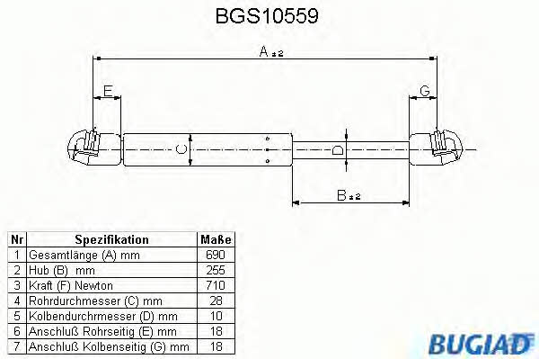Bugiad BGS10559 Пружина газова багажника BGS10559: Купити в Україні - Добра ціна на EXIST.UA!