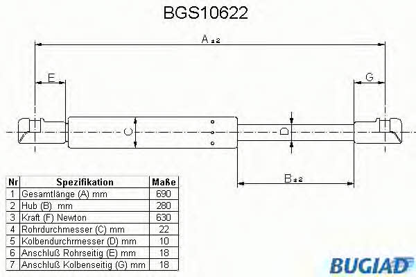 Bugiad BGS10622 Пружина газова багажника BGS10622: Купити в Україні - Добра ціна на EXIST.UA!