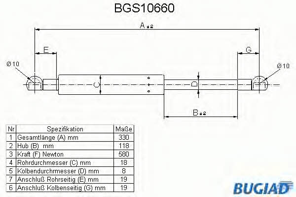 Bugiad BGS10660 Пружина газова капоту BGS10660: Купити в Україні - Добра ціна на EXIST.UA!