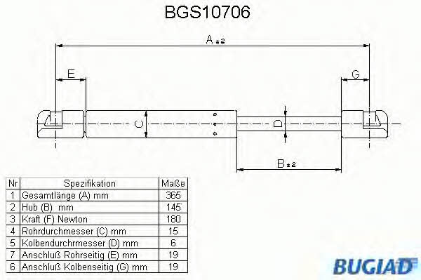 Bugiad BGS10706 Пружина газова багажника BGS10706: Купити в Україні - Добра ціна на EXIST.UA!