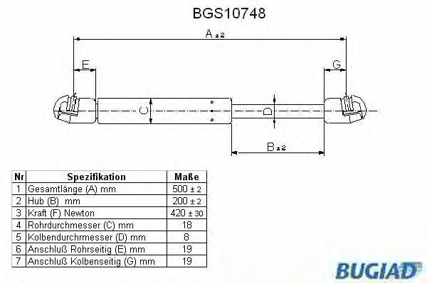 Bugiad BGS10748 Пружина газова багажника BGS10748: Купити в Україні - Добра ціна на EXIST.UA!