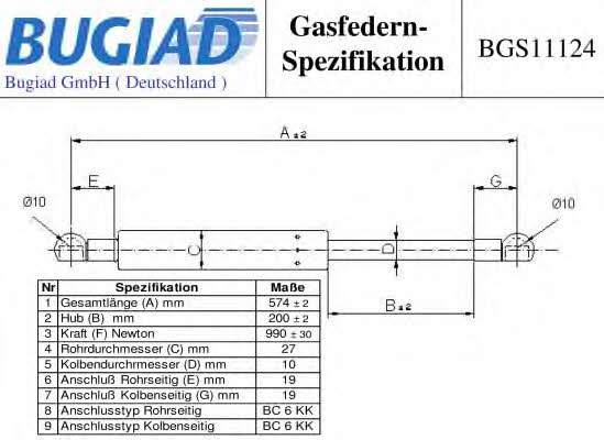 Bugiad BGS11124 Пружина газова багажника BGS11124: Купити в Україні - Добра ціна на EXIST.UA!