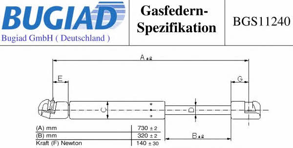 Bugiad BGS11240 Пружина газова багажника BGS11240: Купити в Україні - Добра ціна на EXIST.UA!