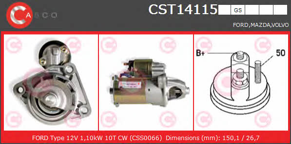 Стартер Ford B-Max (Форд Б-Макс): CST14115GS Casco Стартер