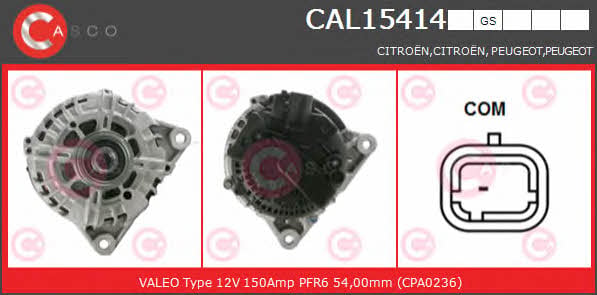 Генератор автомобильный Mitsubishi ASX (Митсубиси АСХ): CAL15414GS Casco Генератор