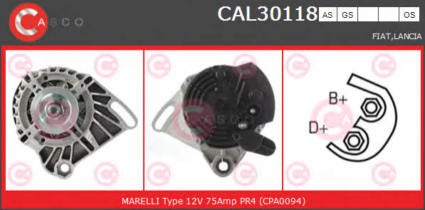 Генератор автомобільний Fiat Strada (Фіат Страда): CAL30118AS Casco Генератор