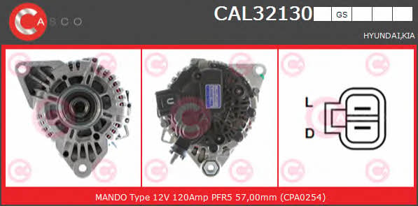 Генератор автомобильный Hyundai Matrix (Хюндай Матрикс): CAL32130GS Casco Генератор