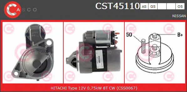 Casco CST45110AS Стартер CST45110AS: Приваблива ціна - Купити в Україні на EXIST.UA!