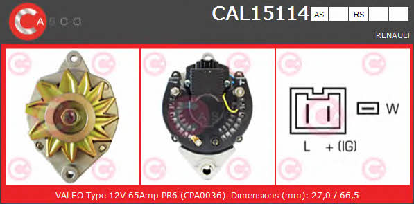 Casco CAL15114AS Генератор CAL15114AS: Купити в Україні - Добра ціна на EXIST.UA!