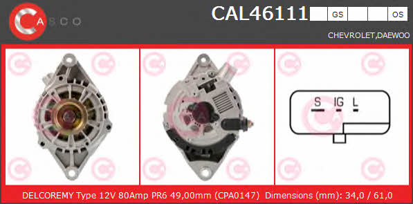 Casco CAL46111GS Генератор CAL46111GS: Купити в Україні - Добра ціна на EXIST.UA!