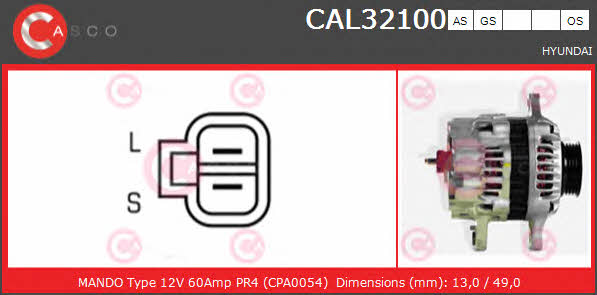 Casco CAL32100AS Генератор CAL32100AS: Купити в Україні - Добра ціна на EXIST.UA!