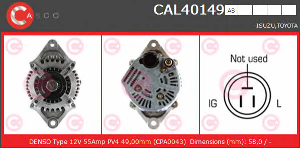 Casco CAL40149AS Генератор CAL40149AS: Купити в Україні - Добра ціна на EXIST.UA!