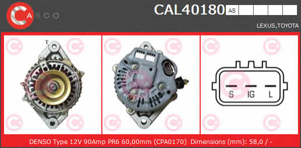 Casco CAL40180AS Генератор CAL40180AS: Купити в Україні - Добра ціна на EXIST.UA!