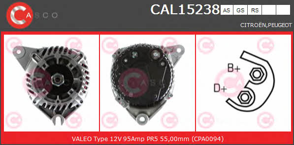 Генератор авто Peugeot 106 (Пежо 106): CAL15238AS Casco Генератор