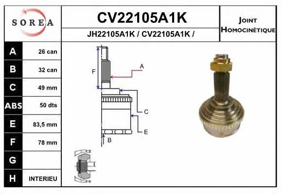EAI CV22105A1K Шарнір рівних кутових швидкостей (ШРКШ) CV22105A1K: Приваблива ціна - Купити в Україні на EXIST.UA!