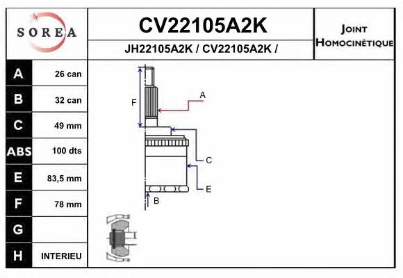 EAI CV22105A2K Шарнір рівних кутових швидкостей (ШРКШ) CV22105A2K: Купити в Україні - Добра ціна на EXIST.UA!