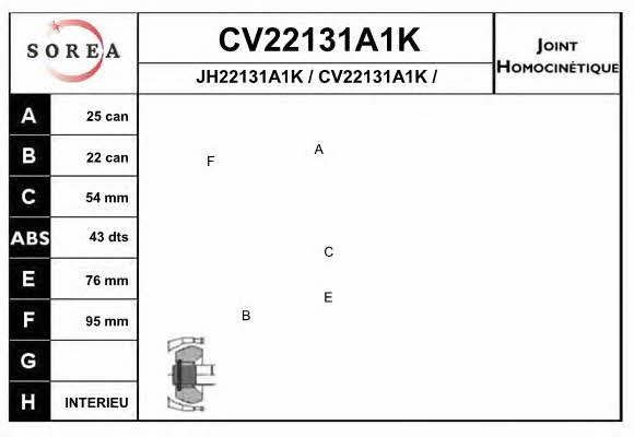 EAI CV22131A1K Шарнір рівних кутових швидкостей (ШРКШ) CV22131A1K: Купити в Україні - Добра ціна на EXIST.UA!