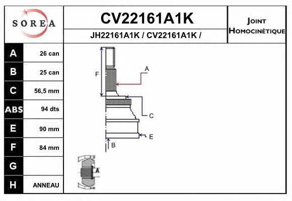 EAI CV22161A1K Шарнір рівних кутових швидкостей (ШРКШ) CV22161A1K: Купити в Україні - Добра ціна на EXIST.UA!
