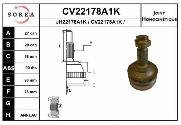 EAI CV22178A1K Шарнір рівних кутових швидкостей (ШРКШ) CV22178A1K: Купити в Україні - Добра ціна на EXIST.UA!
