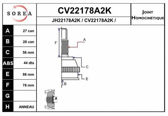 EAI CV22178A2K Шарнір рівних кутових швидкостей (ШРКШ) CV22178A2K: Купити в Україні - Добра ціна на EXIST.UA!