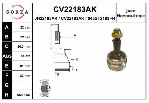EAI CV22183AK Шарнір рівних кутових швидкостей (ШРКШ) CV22183AK: Купити в Україні - Добра ціна на EXIST.UA!