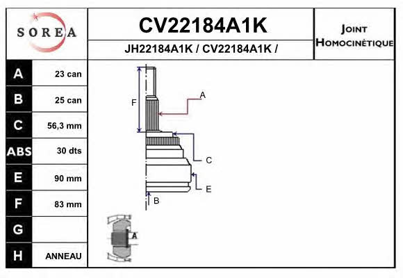 EAI CV22184A1K Шарнір рівних кутових швидкостей (ШРКШ) CV22184A1K: Купити в Україні - Добра ціна на EXIST.UA!