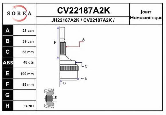 EAI CV22187A2K Шарнір рівних кутових швидкостей (ШРКШ) CV22187A2K: Купити в Україні - Добра ціна на EXIST.UA!