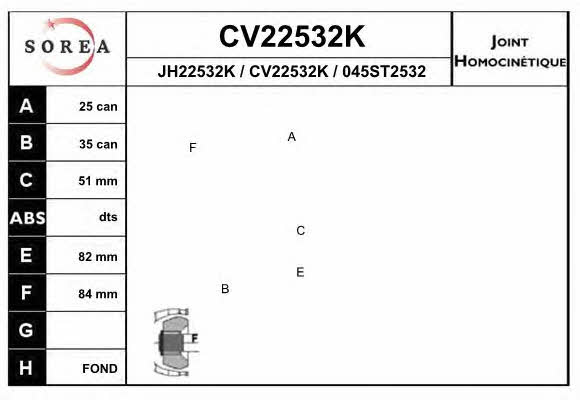 EAI CV22532K Шарнір рівних кутових швидкостей (ШРКШ) CV22532K: Купити в Україні - Добра ціна на EXIST.UA!