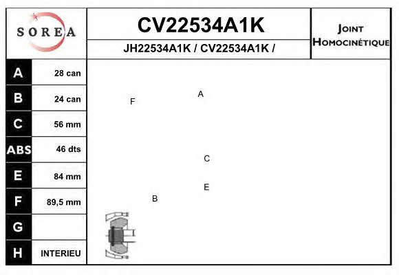 EAI CV22534A1K Шарнір рівних кутових швидкостей (ШРКШ) CV22534A1K: Купити в Україні - Добра ціна на EXIST.UA!