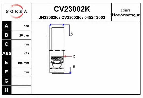 EAI CV23002K Шарнір рівних кутових швидкостей (ШРКШ) CV23002K: Купити в Україні - Добра ціна на EXIST.UA!