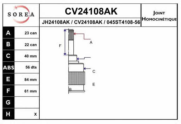 EAI CV24108AK Шарнір рівних кутових швидкостей (ШРКШ) CV24108AK: Купити в Україні - Добра ціна на EXIST.UA!